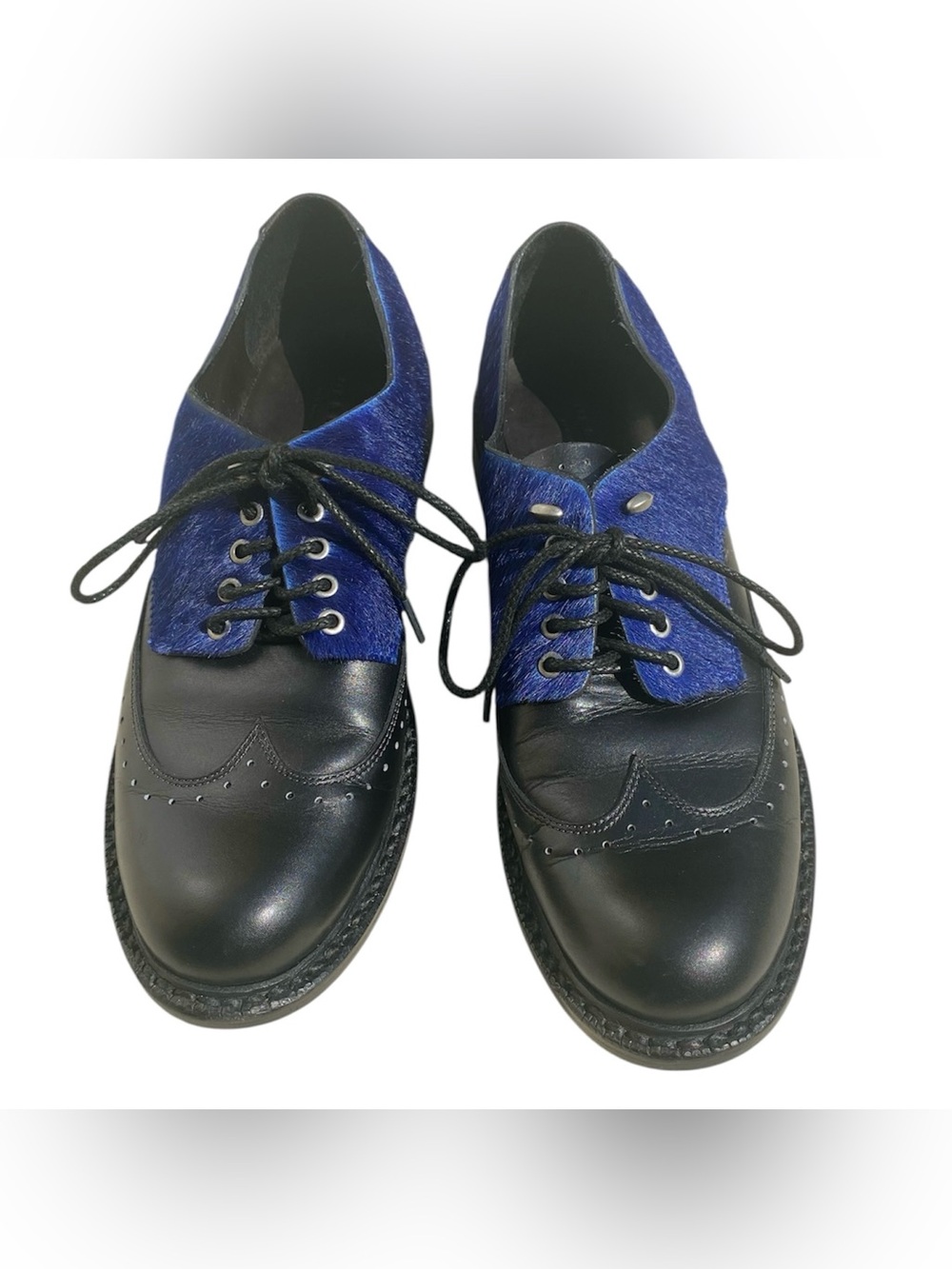 Rag & Bone Black Leather Oxford Shoes Eu 39.5 Us 9.5 Cow Belly Blue